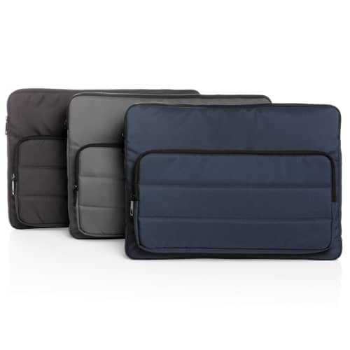 Navy, Grey, and Black RPET Impact Recycled Laptop Sleeve with design from Total Merchandise - All together