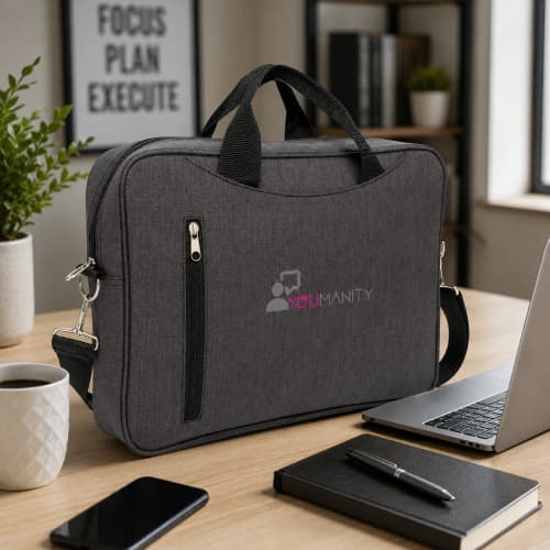 Lifestyle image of the 15" Classic Laptop Bag by Total Merchandise
