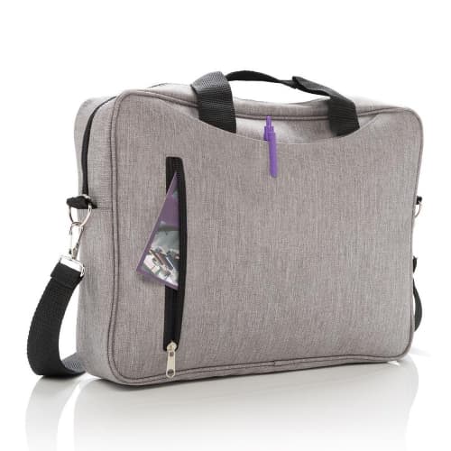 An image to show the pockets that are available in the Grey 15" Classic Laptop Bag