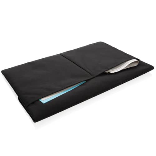 An image of the Magnetic Closing 15.6" Laptop Sleeve in Black showing the two back pockets