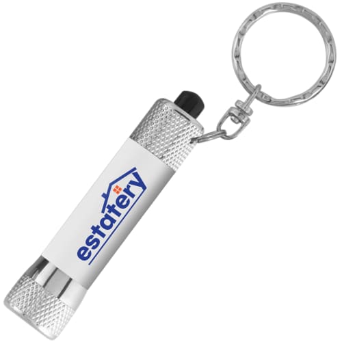 Soft Touch Torch Keyring in White