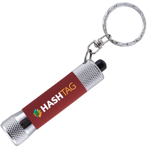 Soft Touch Torch Keyring in Red