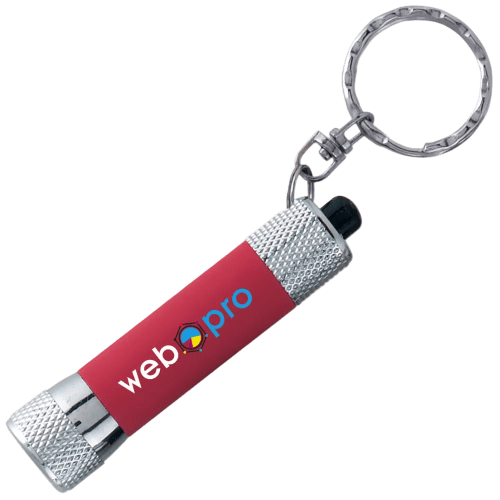 Soft Touch Torch Keyring in Bright Red