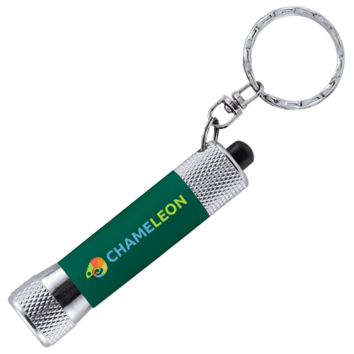 Soft Touch Torch Keyring in Green