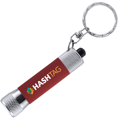 Soft Touch Torch Keyring in Red