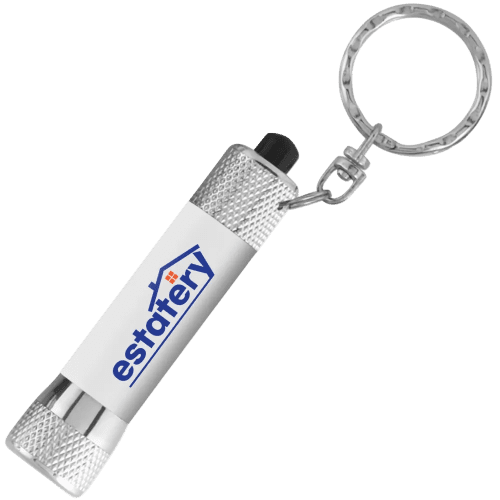 Soft Touch Torch Keyring in White