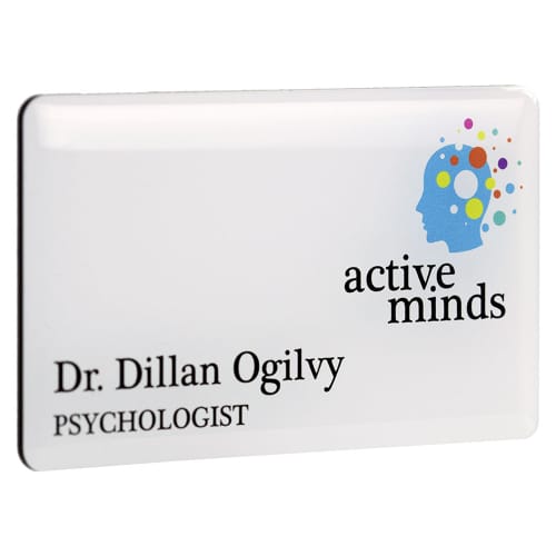 Plastic Staff Name Badges with Magnetic Fitting in White