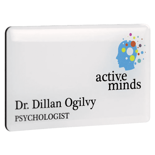 Plastic Staff Name Badges with Magnetic Fitting in White