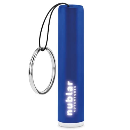 Logo branded Torch Keyrings with a promotional design from Total Merchandise - Royal Blue