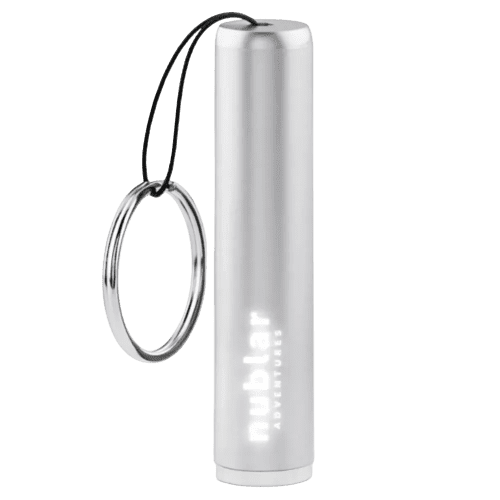 Promotional Torch Keyring with a branded design from Total Merchandise - Silver