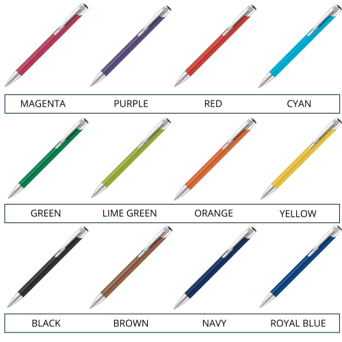 Printed Mood® Soft Feel Metal Ballpens available in 23 different colours from Total Merchandise