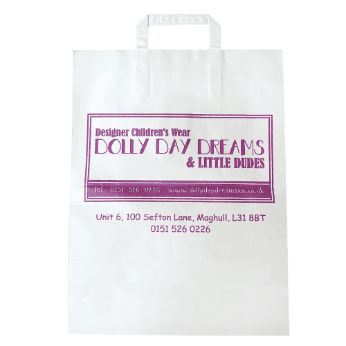 Promotional Medium Take Out Bags in White Printed with a Logo by Total Merchandise