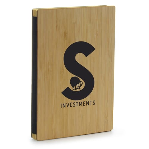 Promotional A5 Bamboo Notebook that can be printed or engraved with your logo from Total Merchandise