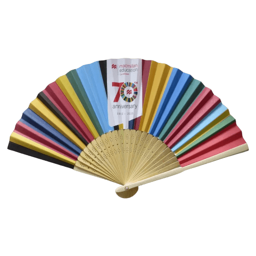 Custom branded Bamboo Fan with a full colour design from Total Merchandise