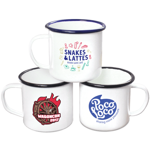 10oz White Enamel Mugs