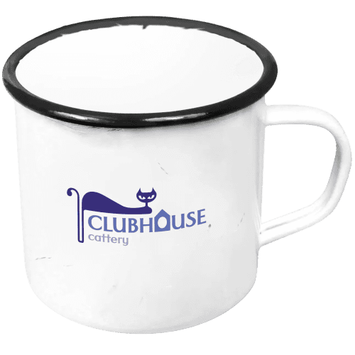 10oz White Enamel Mugs in White/Black