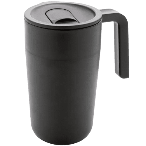Logo Branded GRS Recycled Stainless Steel Mug With Handle in Black from Total Merchandise
