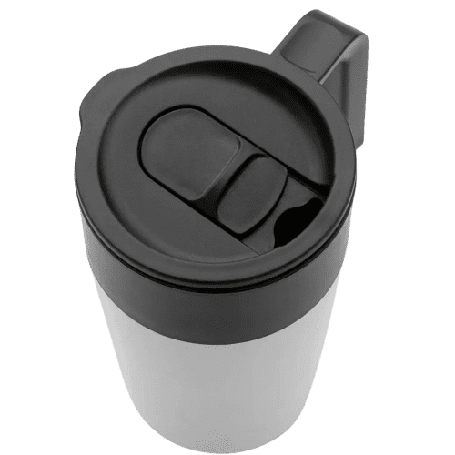 The top of the GRS Recycled Stainless Steel Mug With Handle with its lid off from Total Merchandise