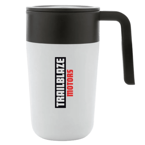 Promotional GRS Recycled Stainless Steel Mug With Handle in White from Total Merchandise