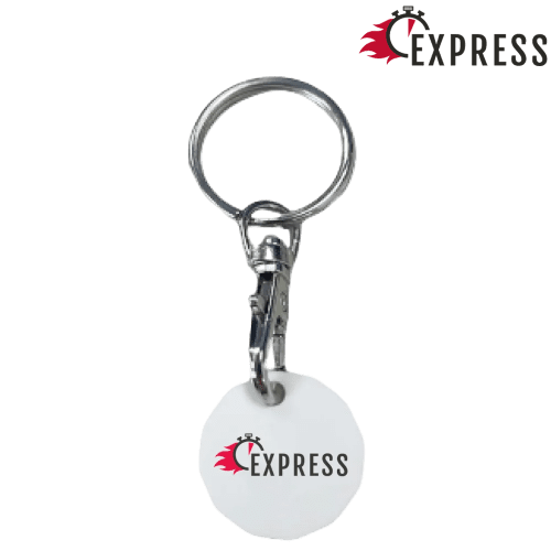 Promotional printed Total Express Printed Plastic Trolley Coin with a design from Total Merchandise