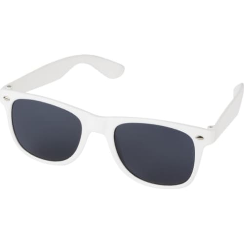 Custom branded Sun Ray Recycled Plastic Sunglasses in White from Total Merchandise