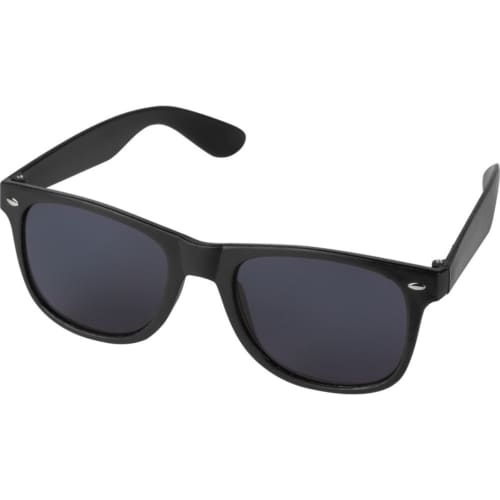 Personalisable Sun Ray Recycled Plastic Sunglasses in Black from Total Merchandise