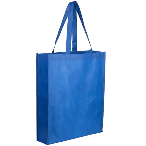 Custom branded RPET Non-Woven Shopping Bags with a printed design from Total Merchandise - Blue