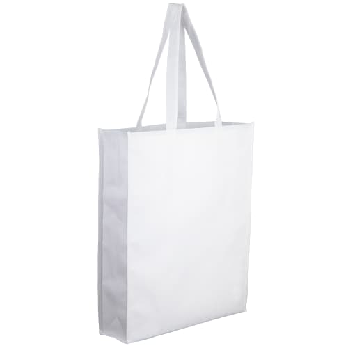 Custom Branded Recycled PET Non Woven Shopping Bags in White from Total Merchandise