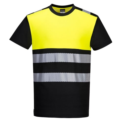 Custom Branded Hi-Vis Cotton Comfort Class T-Shirt in Black/Yellow from Total Merchandise