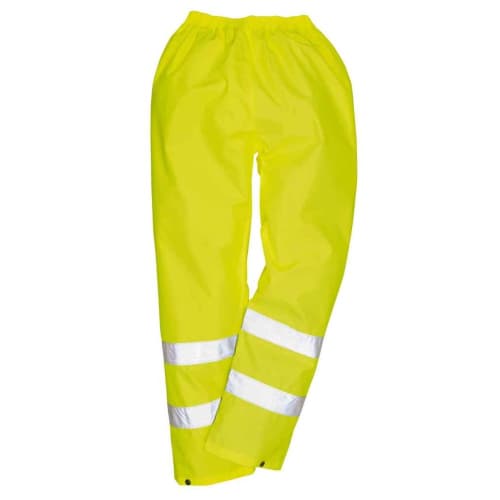 Promotional printed Portwest Hi-Vis Rain Trousers with a design from Total Merchandise - Yellow