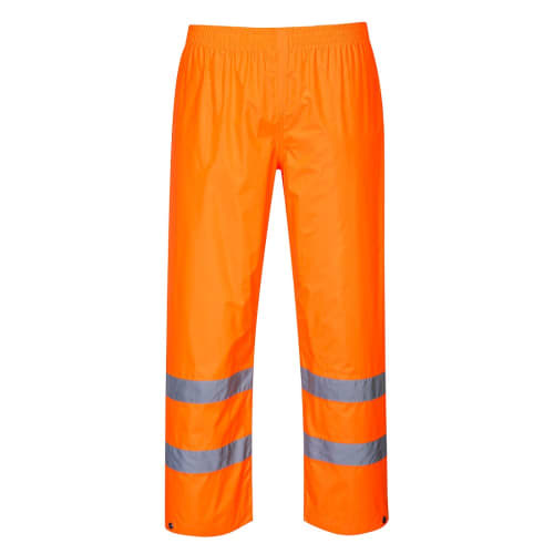 Promotional printed Portwest Hi-Vis Rain Trousers with a design from Total Merchandise - Orange