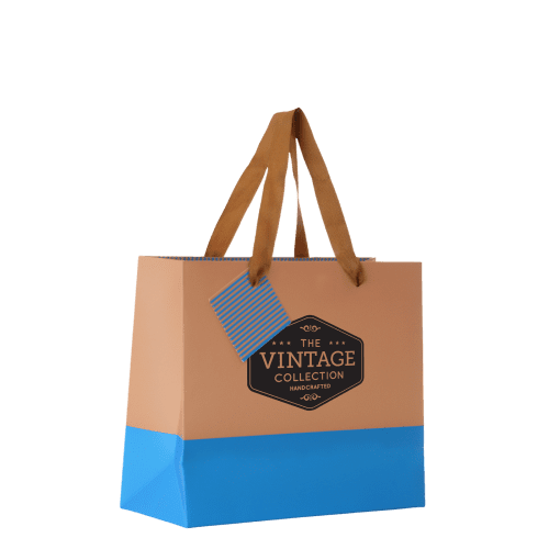 Promotional Cavalla Paper Gift Bags with a branded design from Total Merchandise - Cyan