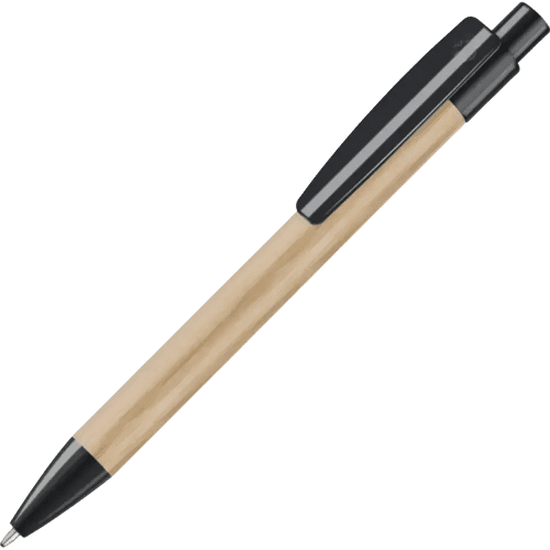 Promotional Panda Bamboo Ballpens with a branded design form Total Merchandise - Black