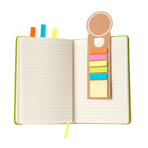 Sticky Note Bookmarks in use from Total Merchandise - Brown