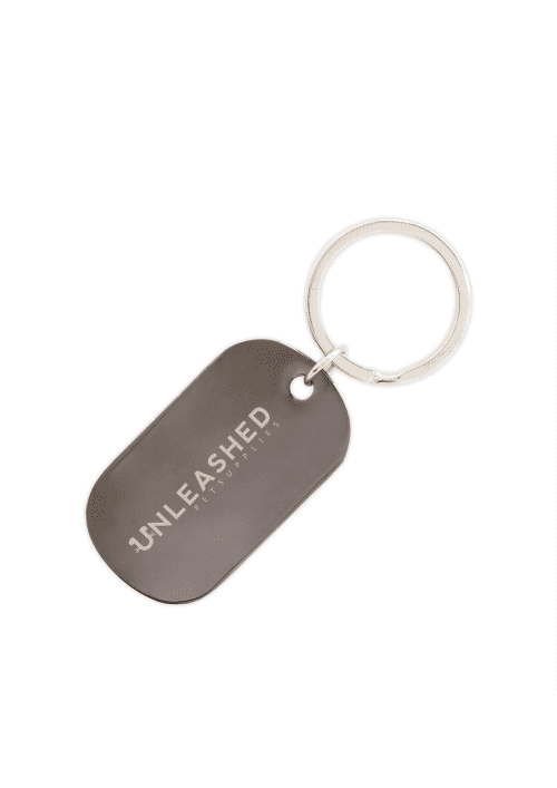 Custom branded Metal Dog Tag Style Keyring in Gunmetal from Total Merchandise