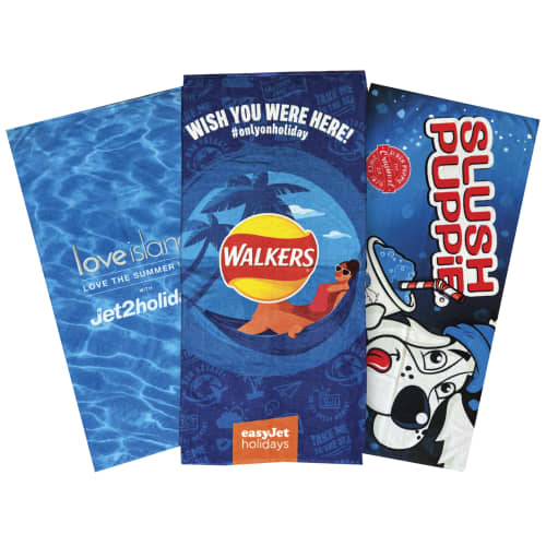 Custom branded Eco Printed Beach Towel with a full-colour design from Total Merchandise