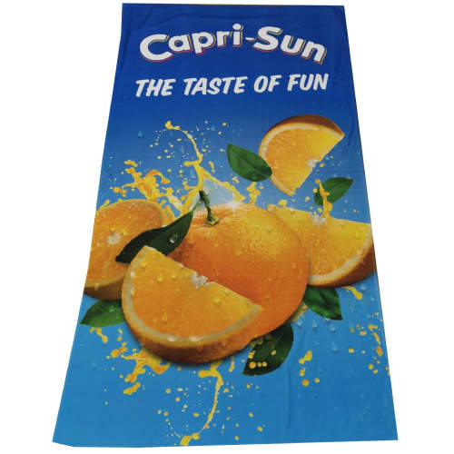 Promotional printed Eco Beach Towel with a full-colour design from Total Merchandise