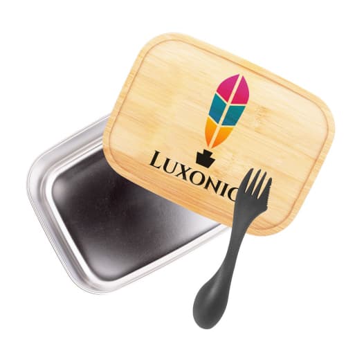 Promotional Stainless Steel Lunch Box with Bamboo Lid with a design from Total Merchandise