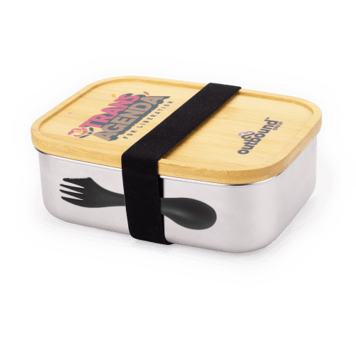 Custom branded Stainless Steel Lunch Box with Bamboo Lid with a design from Total Merchandise