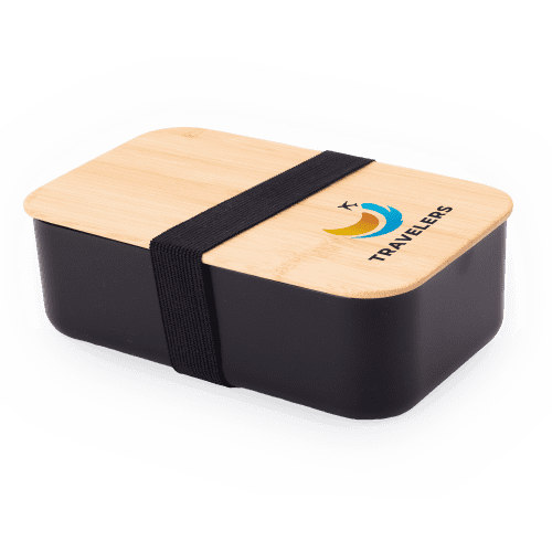 Promotional Bamboo Lid Lunch Box in Black/Bamboo from Total Merchandise