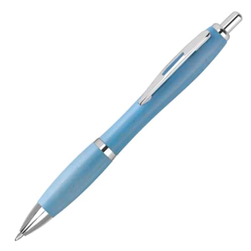 Promotional Contour Colour Wheat Straw Ballpens in Blue from Total Merchandise