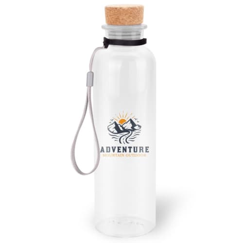 Logo branded Recycled Plastic Bottle with Cork Lid with a design from Total Merchandise