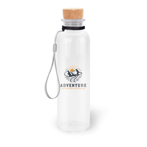 Logo branded Recycled Plastic Bottle with Cork Lid with a design from Total Merchandise