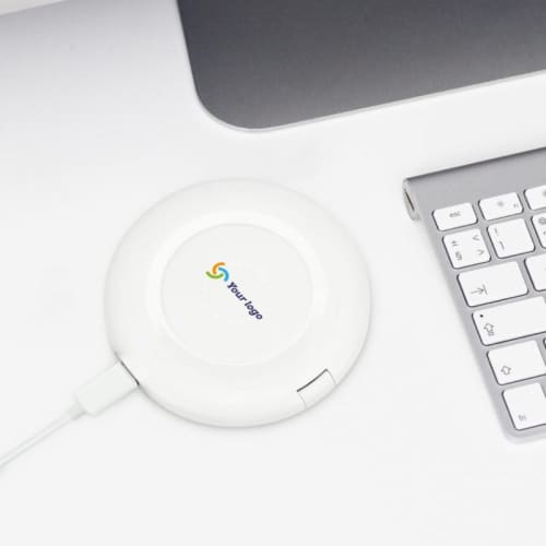 An image of the Wireless Charging Pad and Cable Set printed with a company logo