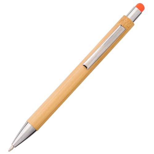 Custom branded Eco-friendly Ballpen in Bamboo/Orange from Total Merchandise