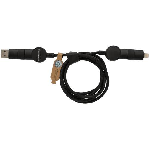 Branded Oakland RCS Recycled Plastic 6-in-1 Fast Charging Cable in Black