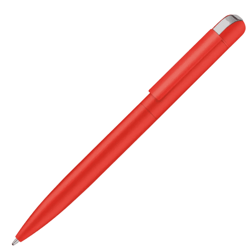 Custom branded Folk Soft Feel Ballpen with a promotional design from Total Merchandise - Red