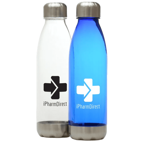 Promotional 650ml Rpet And Recycled Stainless Steel Bottles in Blue and Transparent