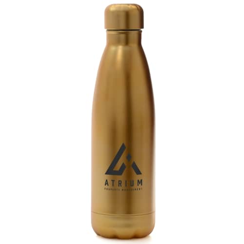 Custom branded Ashford Oscar Gold Bottle with a promotional design from Total Merchandise