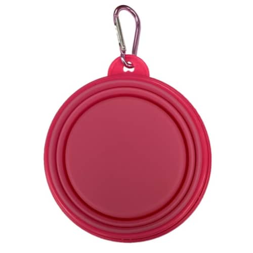 Logo printed Collapsible Dog Bowls With Carabiner Clip in Pink from Total Merchandise